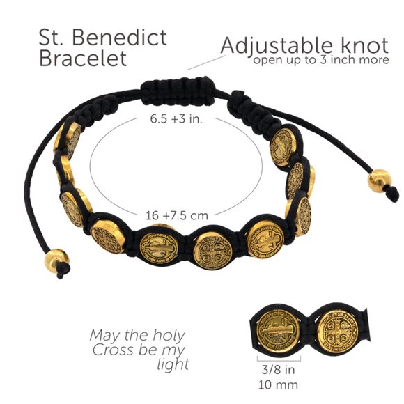 Benedictine Bracelet-  Adjustable - Includes 3 bracelets- one each style - Picture 11 of 13